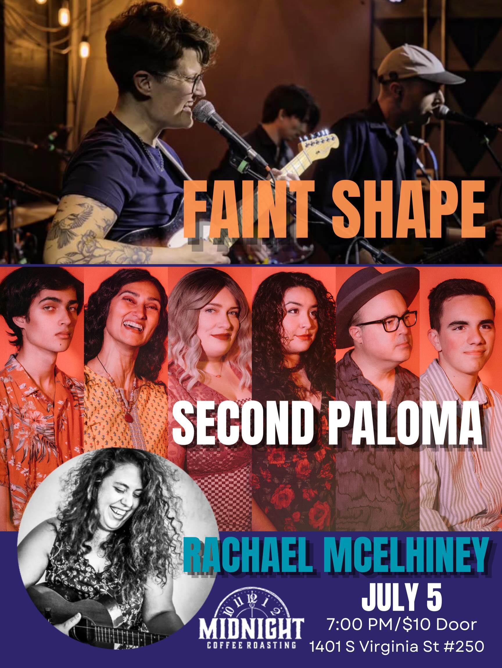 Faint Shape, Second Paloma, Rachael McElhiney @ Midnight Coffee