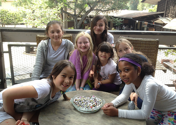 The team at Sequoyah School in Pasadena, CA with their paper beads!