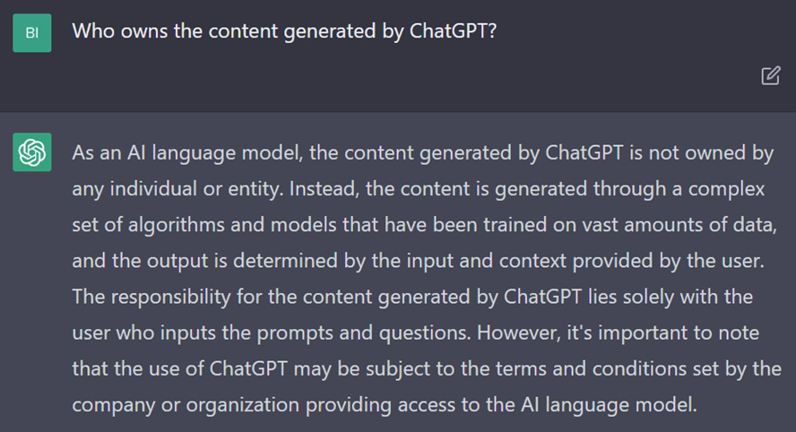 Who own content generated by ChatGPT