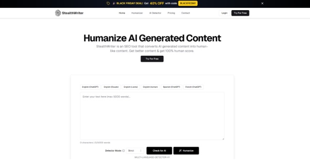 stealthwriter landing page