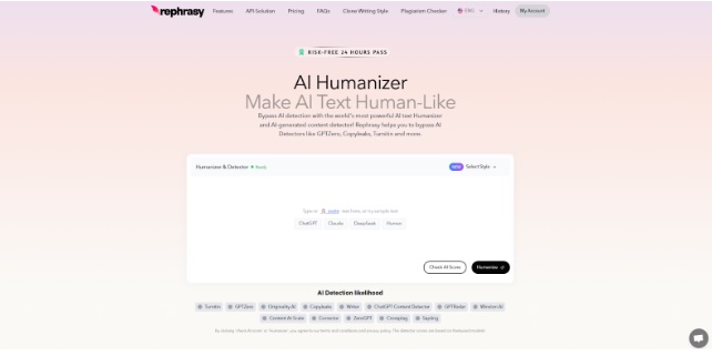 rephrasy landing page