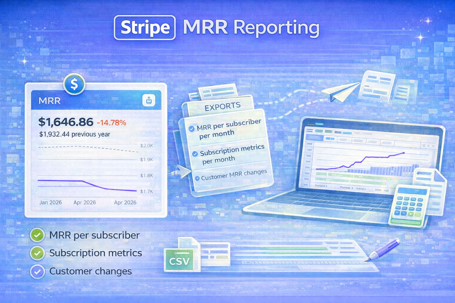 Stripe MRR Reporting: Dashboard, Exports, Custom Analysis
