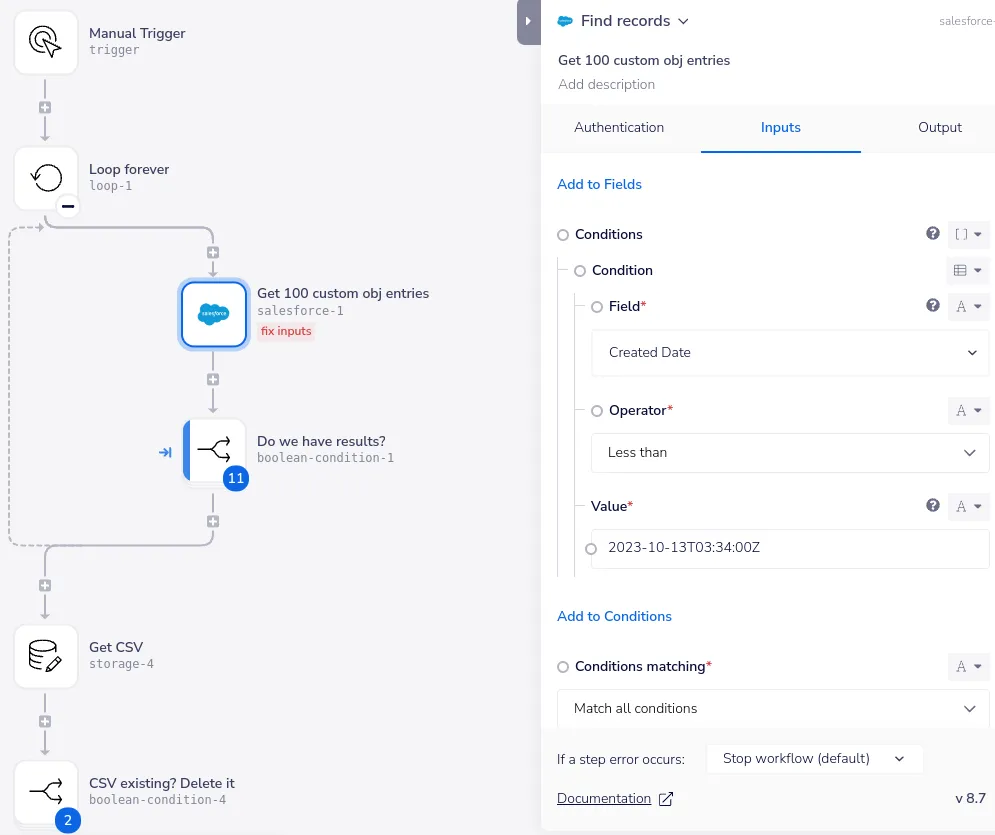 Tray - Salesforce batch records retrieval