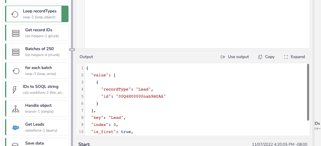 Loop object output - Iterable SFDC Sync