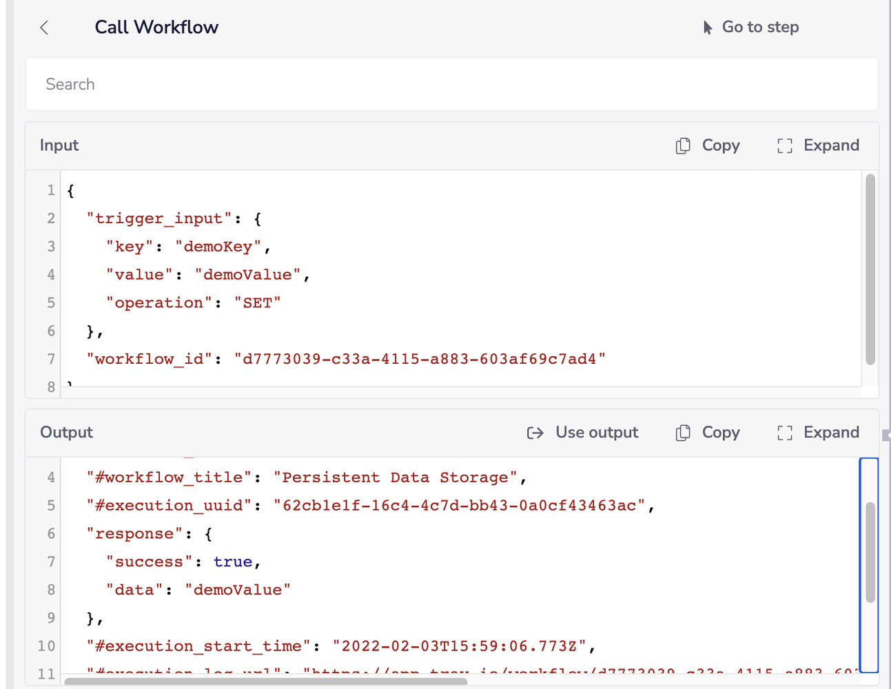 Persistent Data Storage Workflow Debug Logs