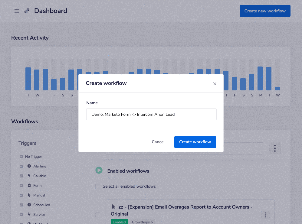 create and save workflow