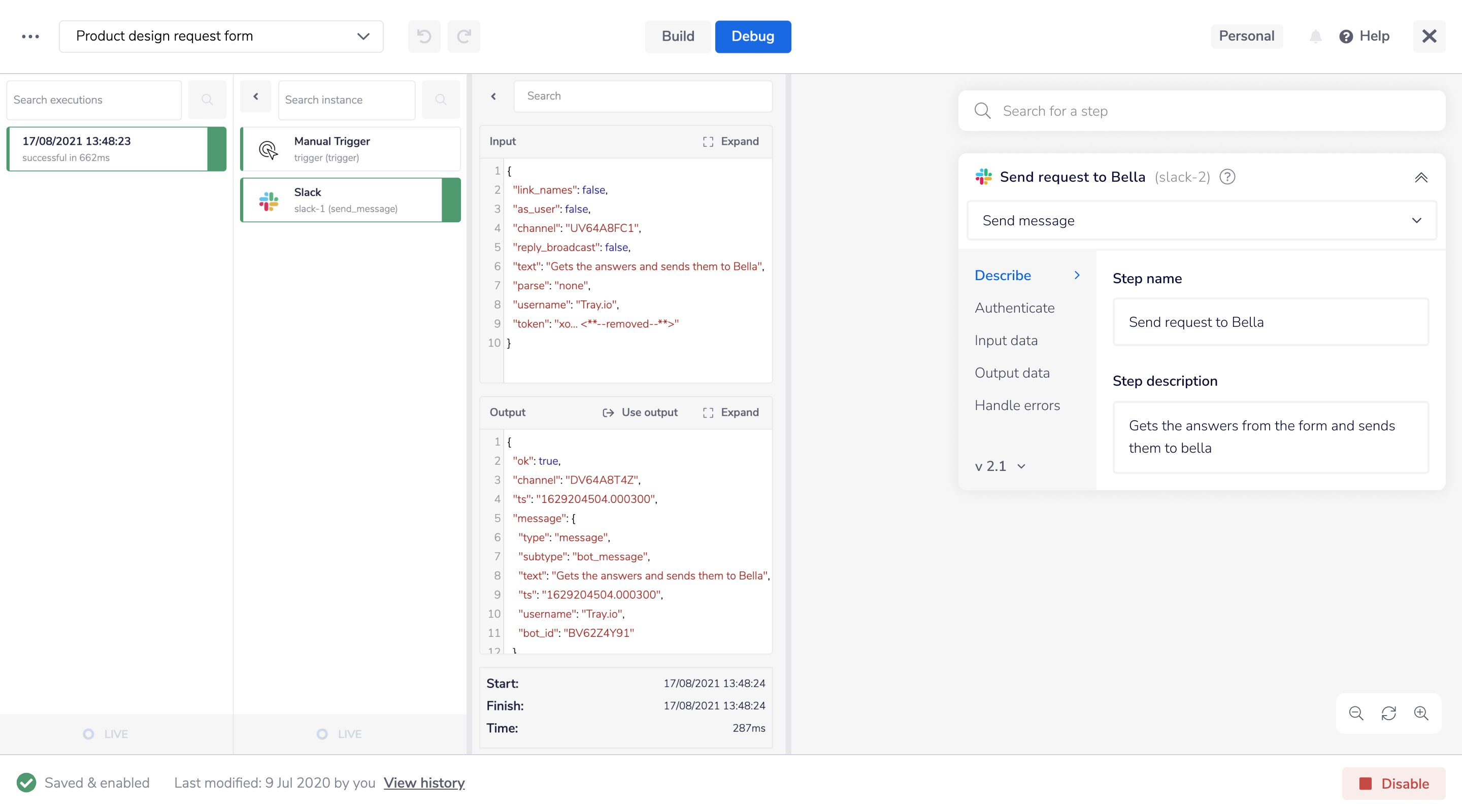 Quickly test and iterate your workflow with seamless debugging