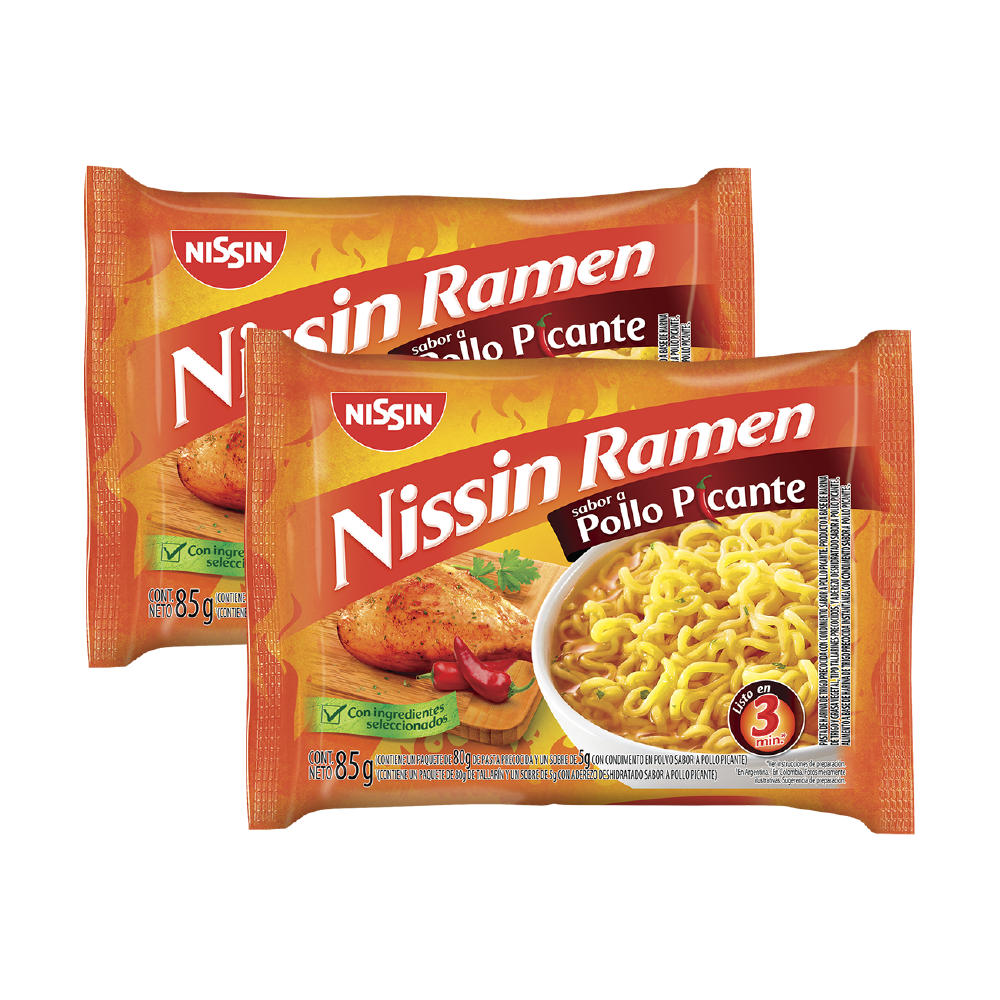 1000539 - Sopa Instantánea Nissin Foods Ramen Pollo Picante 85 gr x 2 und
