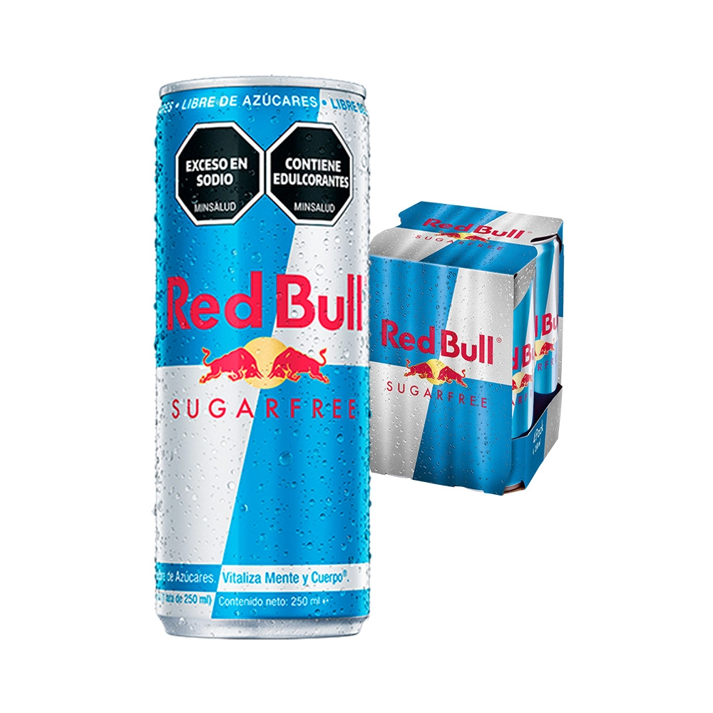 Bebida energizante Red Bull Sin Azúcar lata 250 ml x 4 und