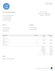 Free Downloadable Invoice Template For Word