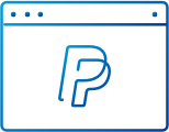 An icon of a browser window with the PayPal logo.
