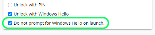 Unlock with Windows Hello 