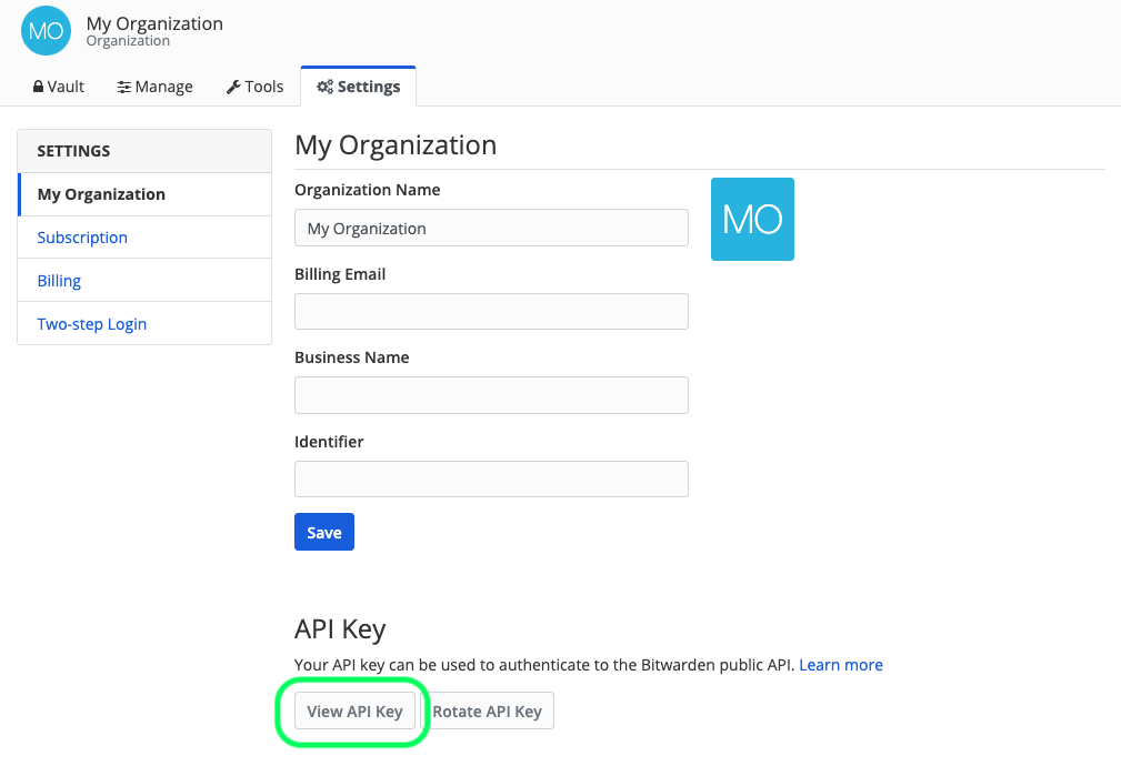 Get Organization API Key