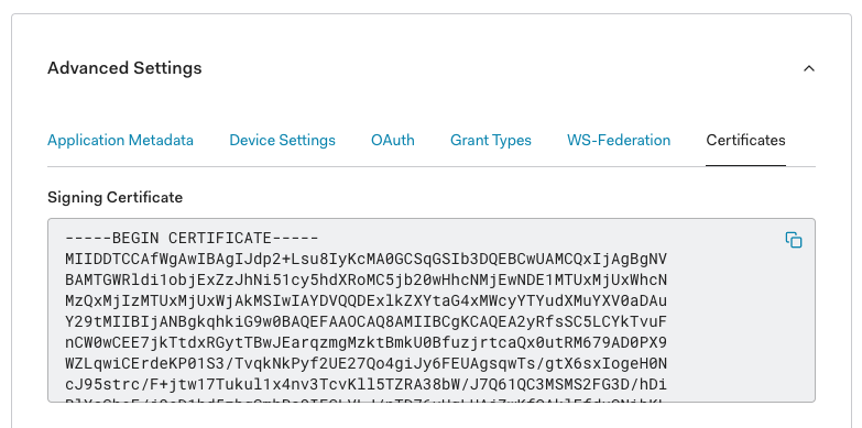 Auth0 Certificate