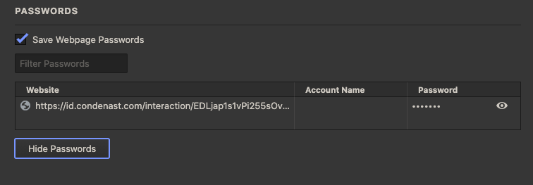 Vivaldi Saved Passwords