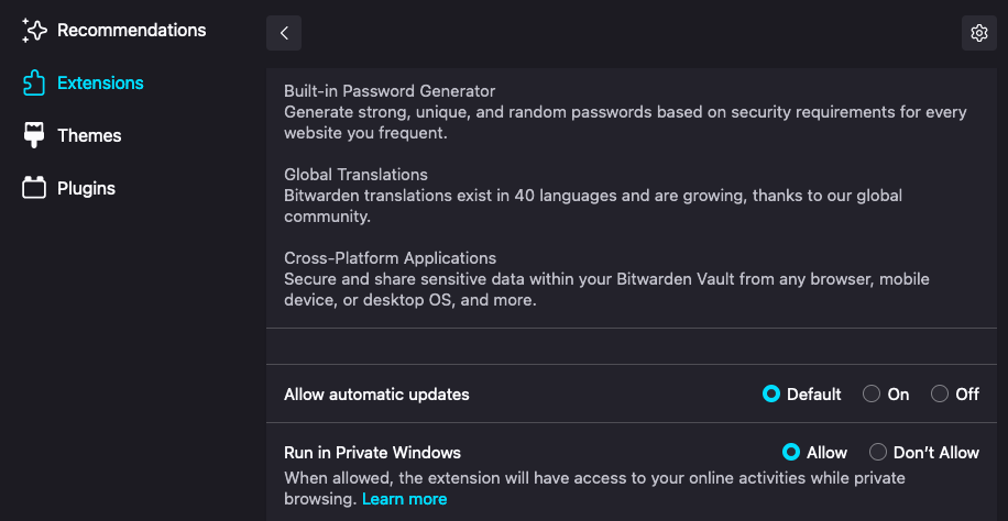 Enable Extensions in Private Windows
