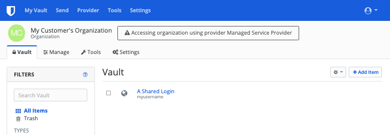 Viewing a Client Organization