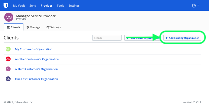 Add Existing Client
