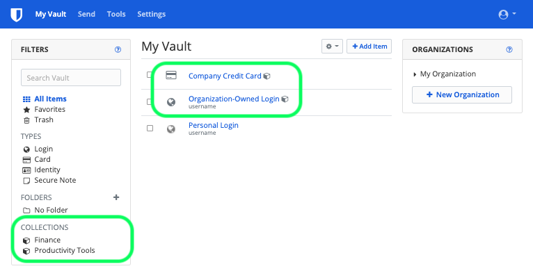 Organization-enabled Vault 