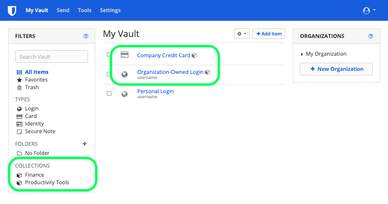 Organization-enabled Vault