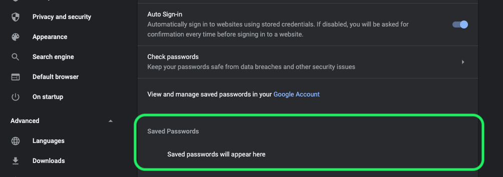 Chrome Saved Passwords