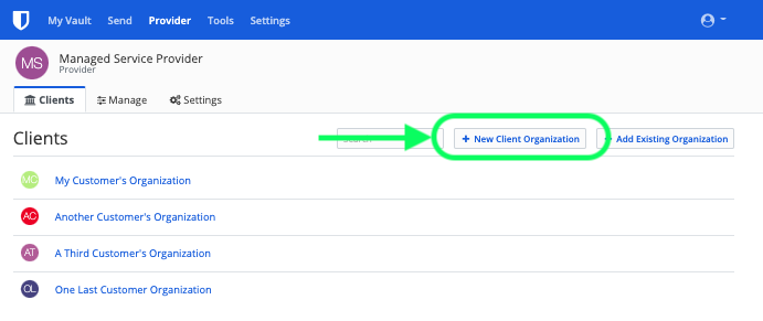 Create a Client Organization