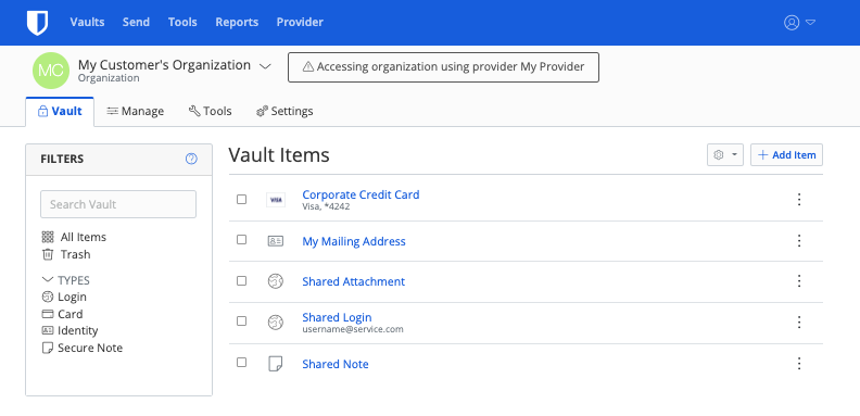 Client Organization Vault