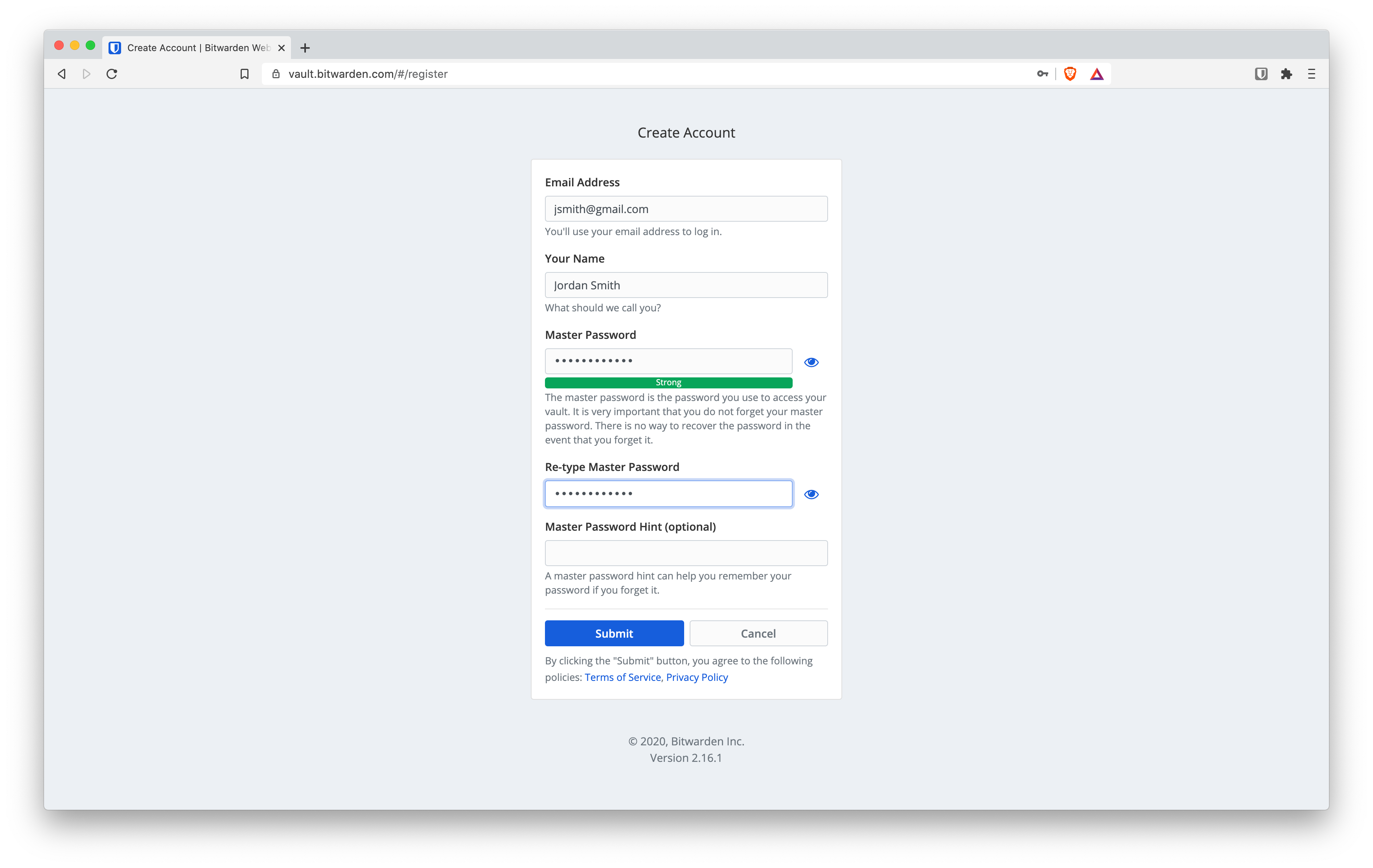 Figure: Choose a Strong Master Password