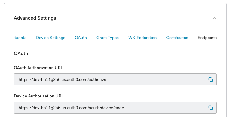 Auth0 Endpoints