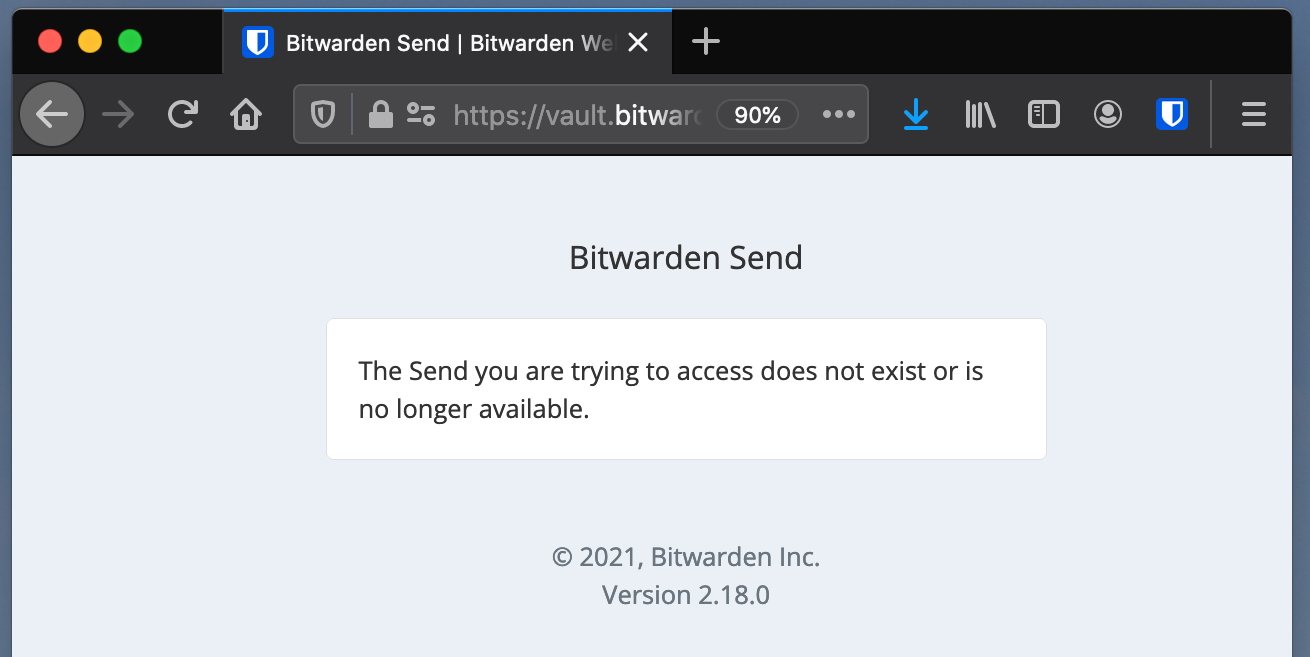 A deleted, expired, or disabled Send
