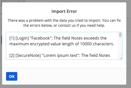 Cipher errors in the Web Vault