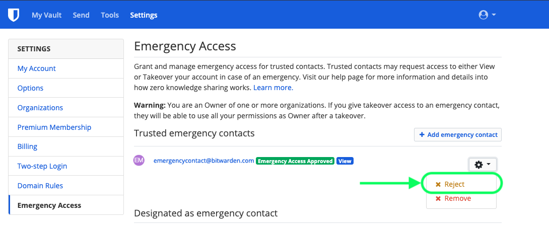 Revoke Emergency Access