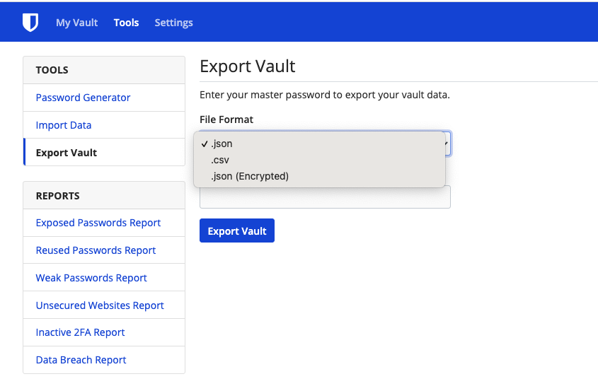 web-vault-export