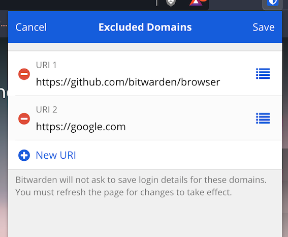 Excluded Domains Configuration
