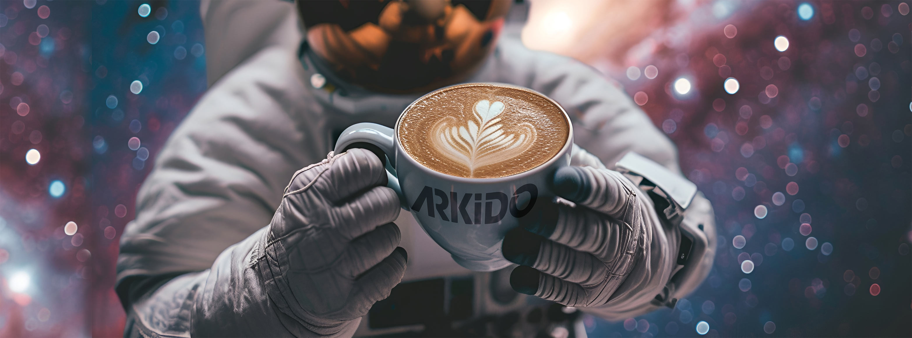 Astronaut with coffe cup