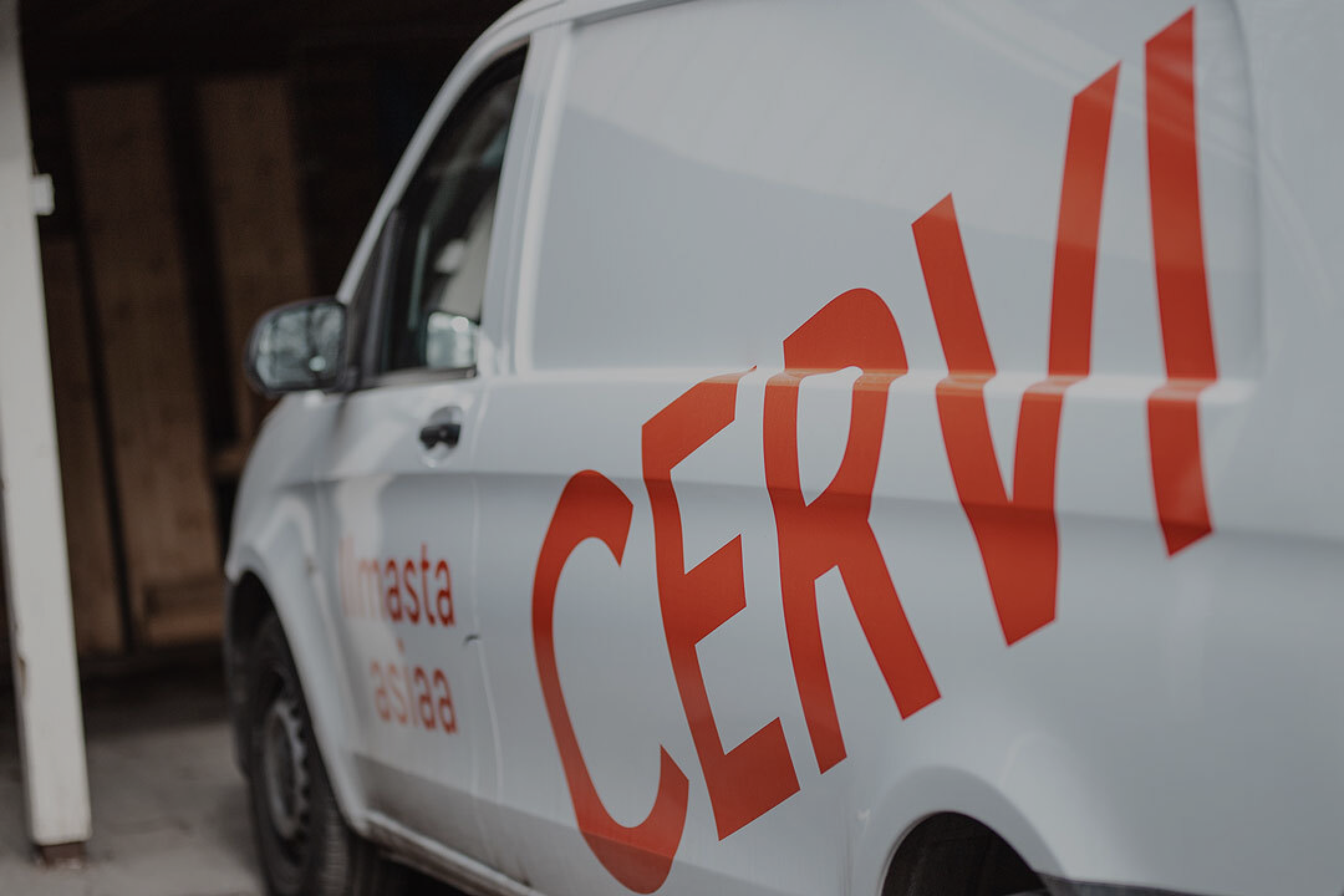 White van with logo of Cervi.