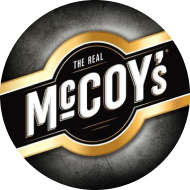 Round framed McCoy's logo on a gold and black background