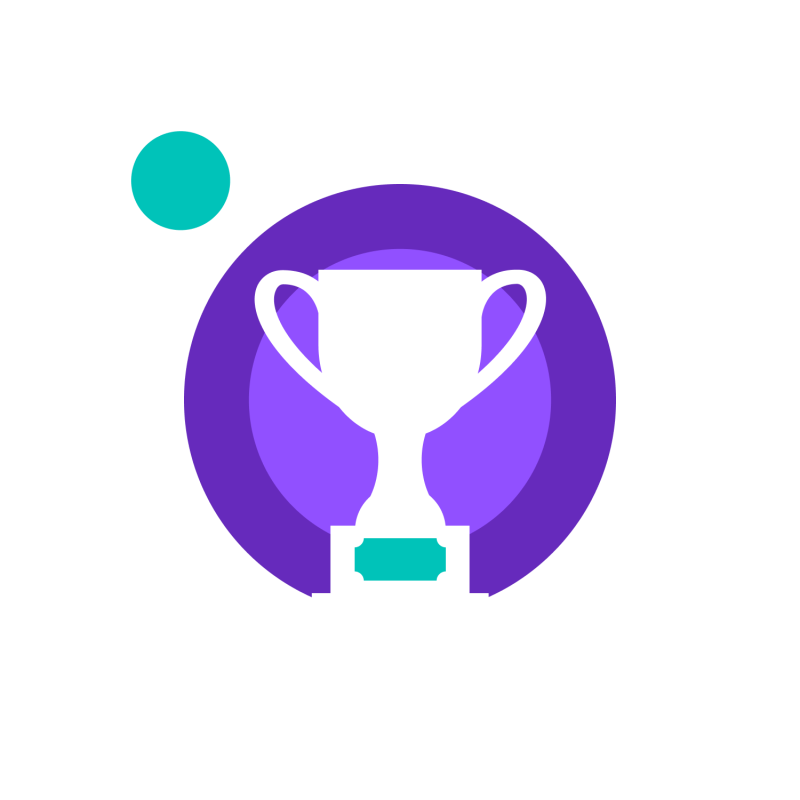 Illustration of a white trophy on purple background