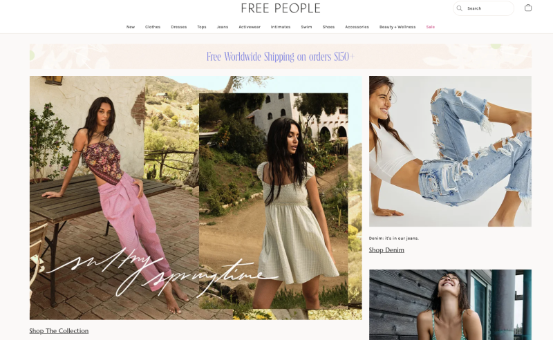 Free People Homepage Brand Consideration