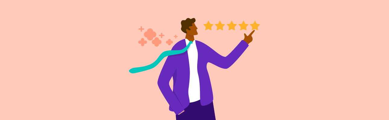 Brand Safety image of a person leaving a good review online