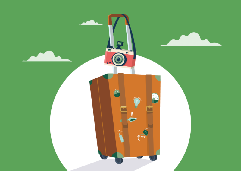 The Rise of Sustainability in Travel - image of suitcase and camera