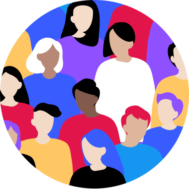 Rounded illustration of a crowd 