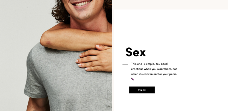 Screenshot of Hims website talking about erectile disfunction