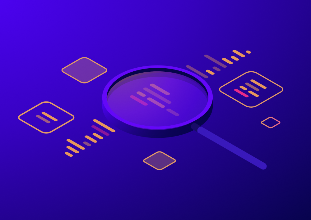 Illustration of a magnifying glass over data (Thumbnail)