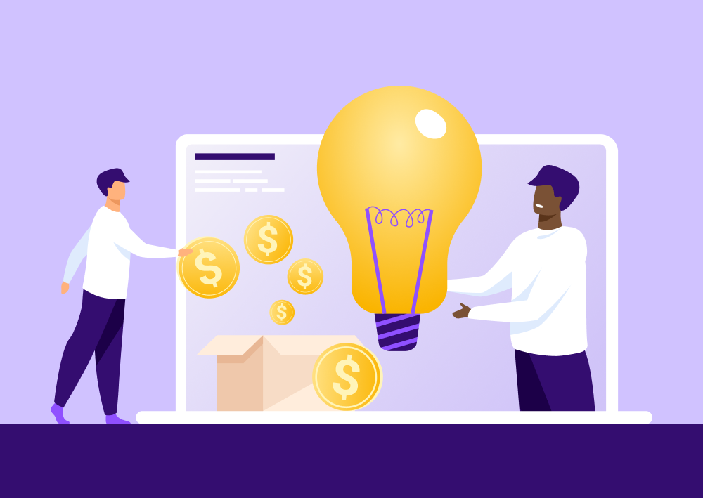 Illustration of two people with coins and a lightbulb (thumbnail)