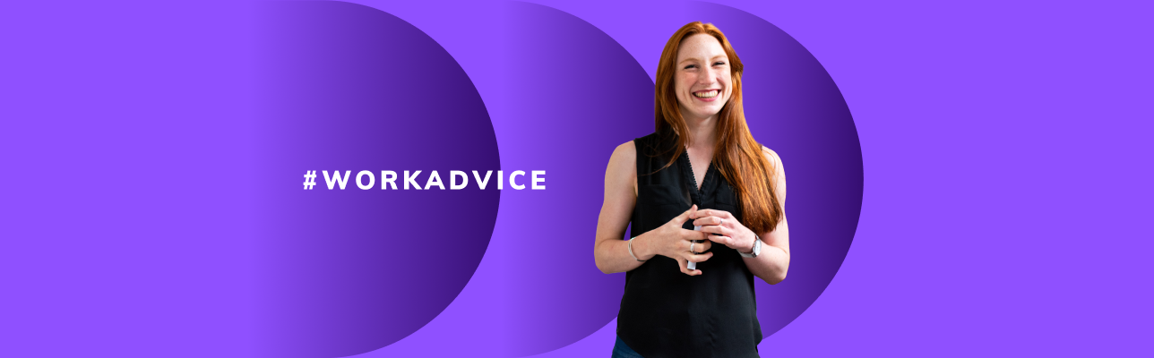 Woman smiling against a purple background (Cover Image)