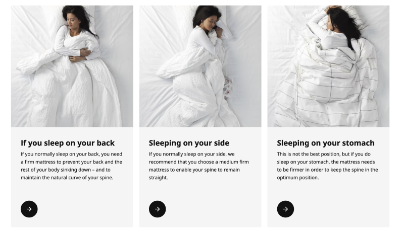 IKEA mattress webpage