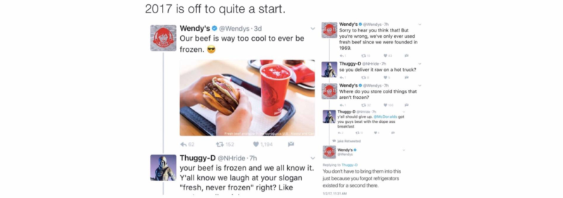 Example of Wendy's Social Media posts