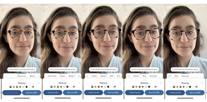 Screenshot of Warby Parker Try On Tool