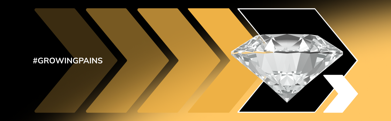 cover image of Growing Pains design with diamond.